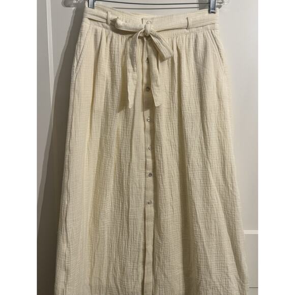 Marled Light Yellow midi skirt cotton double gauze Sz S NWT Cottagecore Summer - Picture 2 of 10